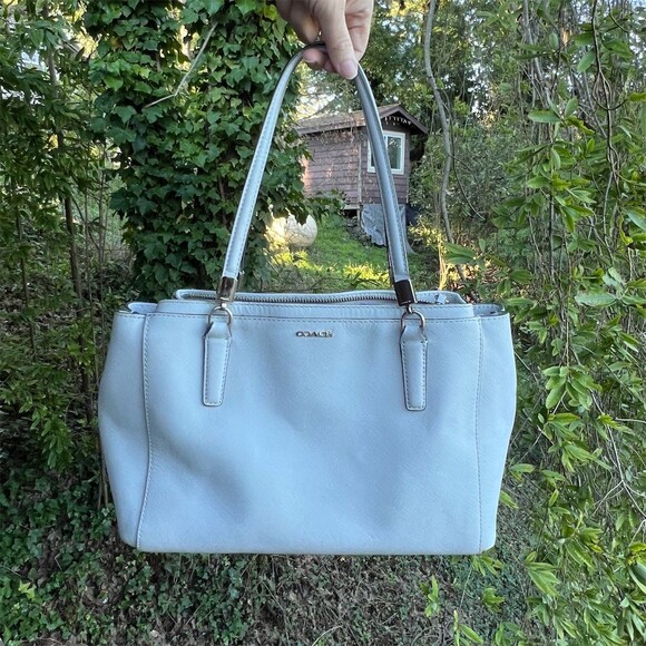 COACH Shoulder Bag Tote Satchel Carryall Women’s Light Blue w Silver Hardware - Picture 2 of 13